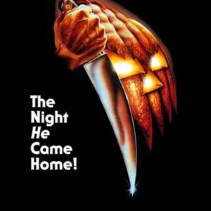 Vintage Halloween Pumpkin Knife Graphic Poster